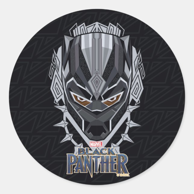 Black Panther | Black Panther Head Emblem Classic Round Sticker (Front)