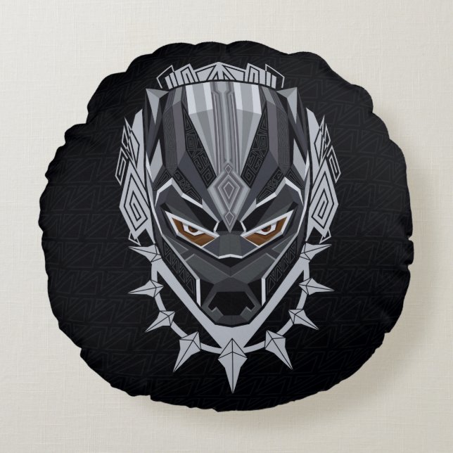 Black Panther | Black Panther Head Emblem Round Pillow (Front)