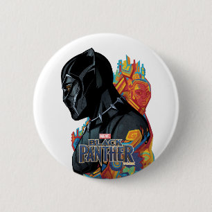 Black Panther   Black Panther Tribal Graffiti 2 Inch Round Button