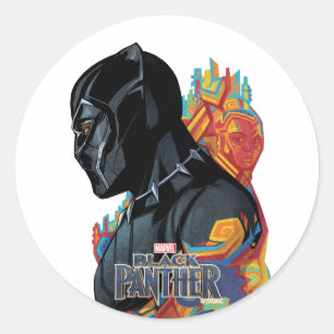 Black Panther   Black Panther Tribal Graffiti Classic Round Sticker