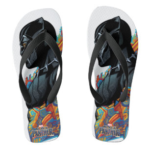 Black Panther   Black Panther Tribal Graffiti Flip Flops