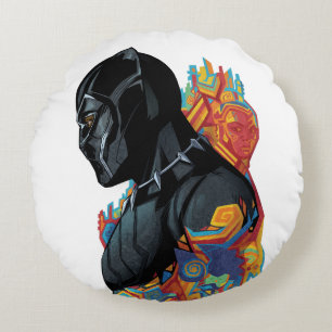 Black Panther   Black Panther Tribal Graffiti Round Pillow