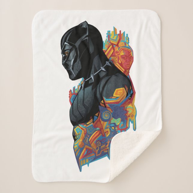 Black Panther | Black Panther Tribal Graffiti Sherpa Blanket (Front)
