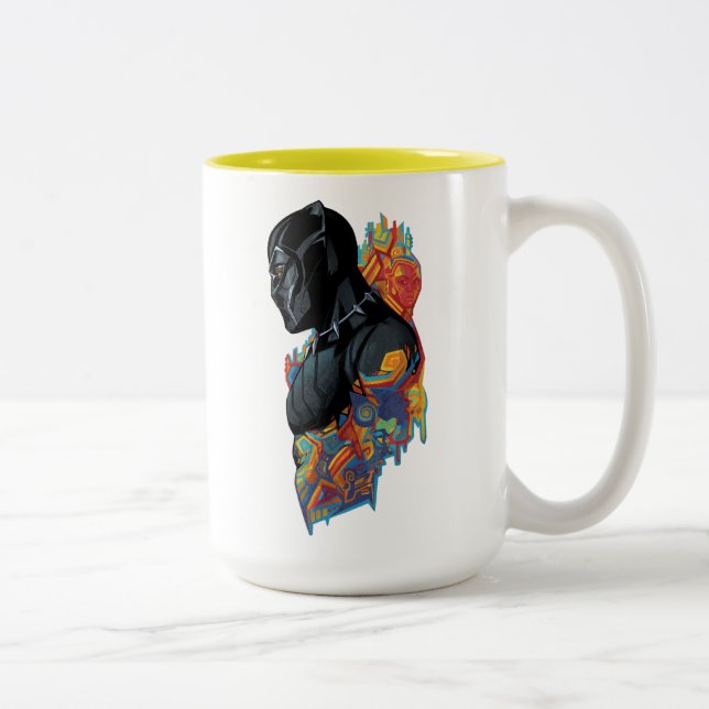 Black Panther | Black Panther Tribal Graffiti Two-Tone Coffee Mug (Right)