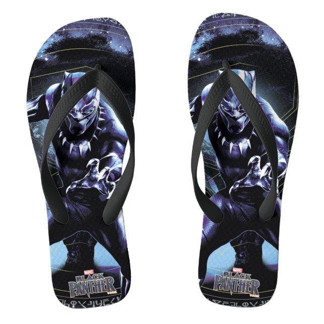 Black Panther | Black Panthers In Wawa Tree Flip Flops (Footbed)