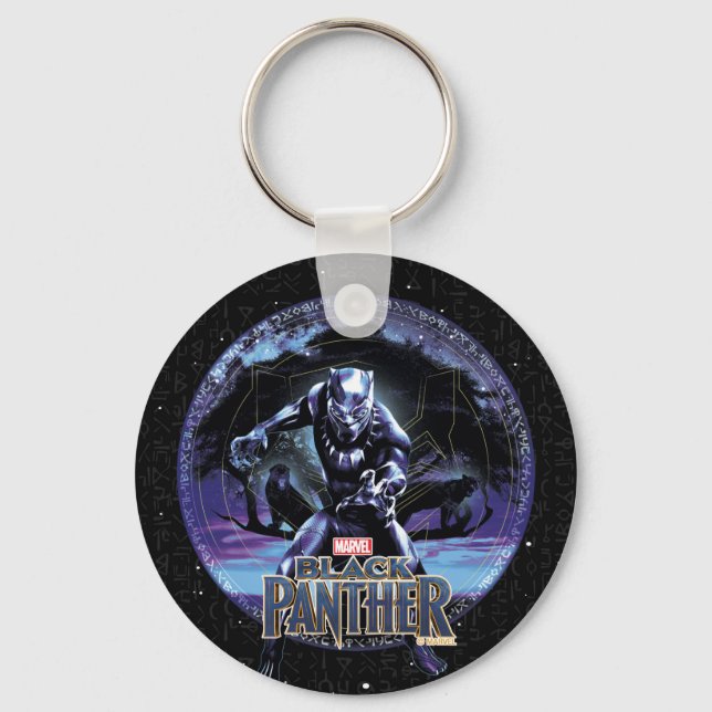 Black Panther | Black Panthers In Wawa Tree Keychain (Front)