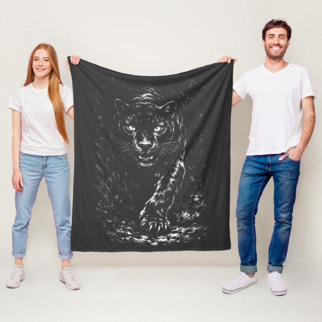 Black Panther — by BurnsInHell Fleece Blanket (In Situ)