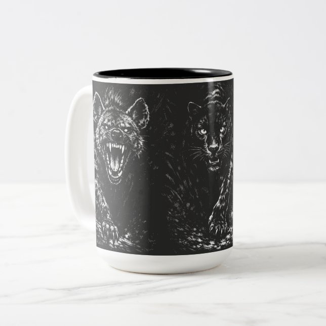 Black Panther — by BurnsInHell Two-Tone Coffee Mug (Front Left)