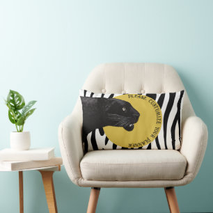 Black Panther by Toshi Yoshida Wood Lumbar Pillow