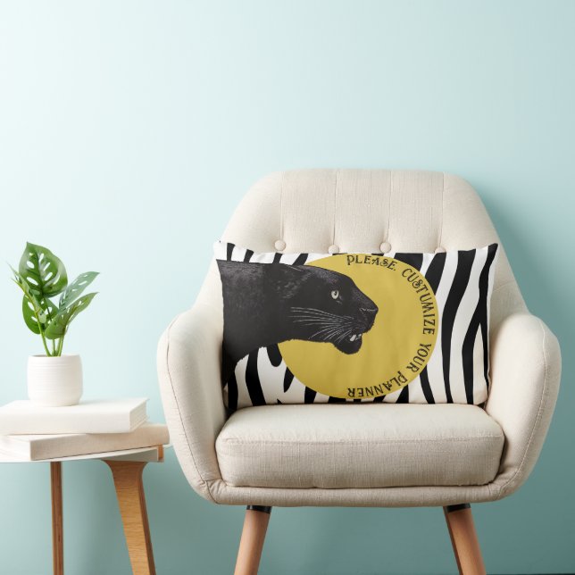 Black Panther by Toshi Yoshida Wood Lumbar Pillow (Chair)