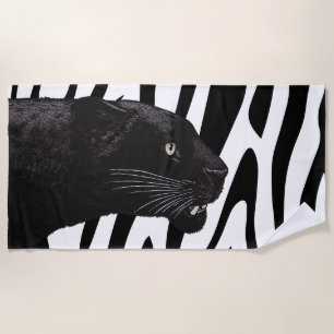 Black Panther by Toshi Yoshida Wood Wall Art Beach Towel