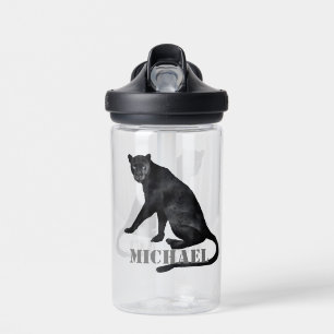 Black Panther Cat Leopard Personalized  Water Bottle