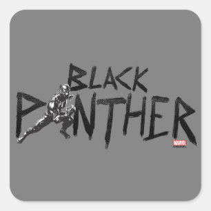 Black Panther Character Art Name Square Sticker