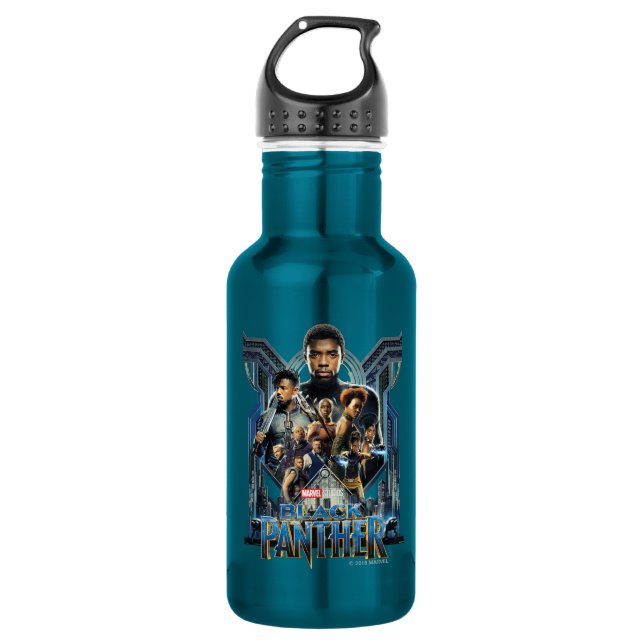 Black Panther | Characters Over Wakanda 532 Ml Water Bottle (Front)