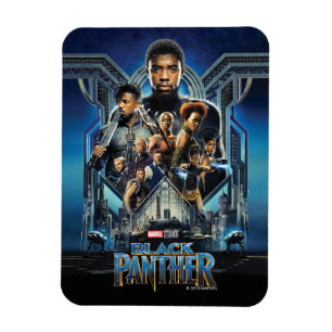 Black Panther   Characters Over Wakanda Magnet