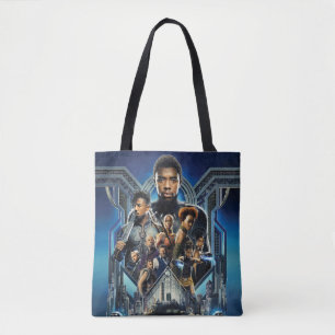 Black Panther Characters Over Wakanda Tote Bag