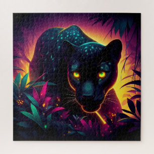 Black panther Colorful Exotic Jungle forest  Jigsaw Puzzle