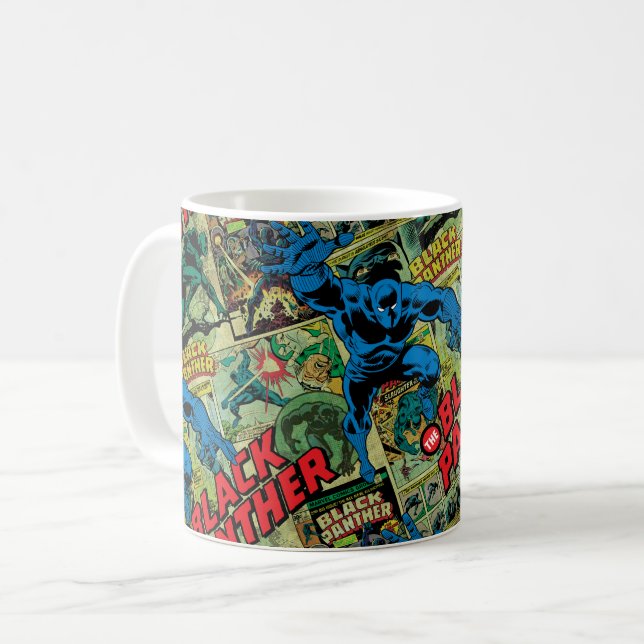 Black Panther Comic Book Pattern Coffee Mug (Front Left)