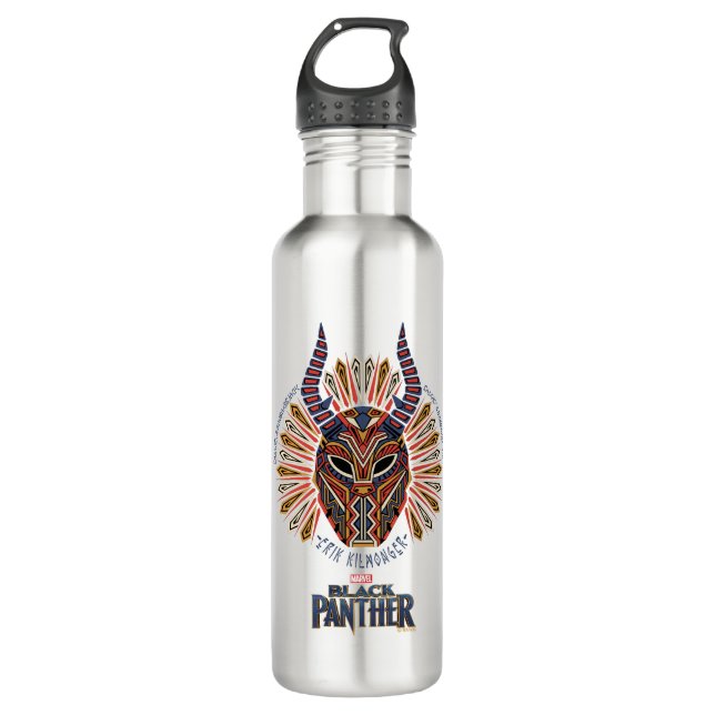 Black Panther | Erik Killmonger Tribal Mask Icon 710 Ml Water Bottle (Front)