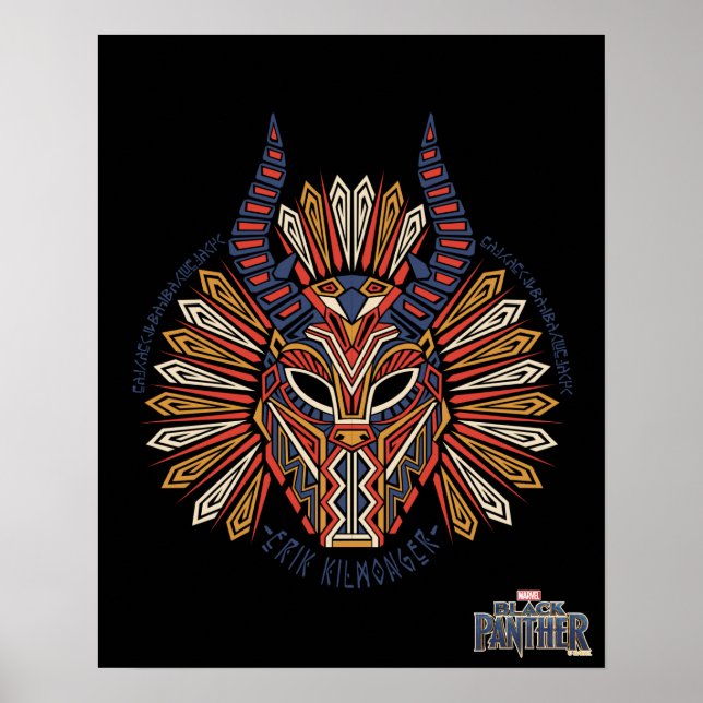 Black Panther | Erik Killmonger Tribal Mask Icon Poster (Front)