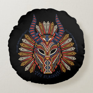 Black Panther   Erik Killmonger Tribal Mask Icon Round Pillow