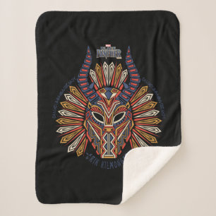 Black Panther   Erik Killmonger Tribal Mask Icon Sherpa Blanket