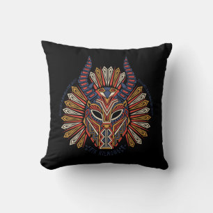 Black Panther   Erik Killmonger Tribal Mask Icon Throw Pillow