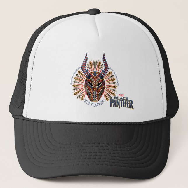 Black Panther | Erik Killmonger Tribal Mask Icon Trucker Hat (Front)