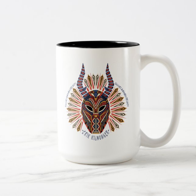 Black Panther | Erik Killmonger Tribal Mask Icon Two-Tone Coffee Mug (Right)