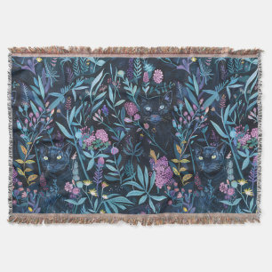 Black panther foliage throw blanket