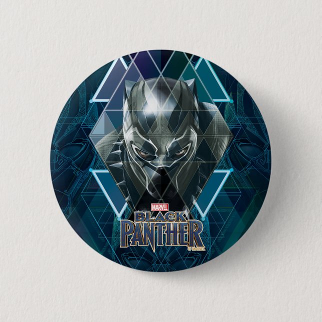 Black Panther | Geometric Character Pattern 2 Inch Round Button (Front)