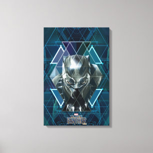 Black Panther   Geometric Character Pattern Canvas Print