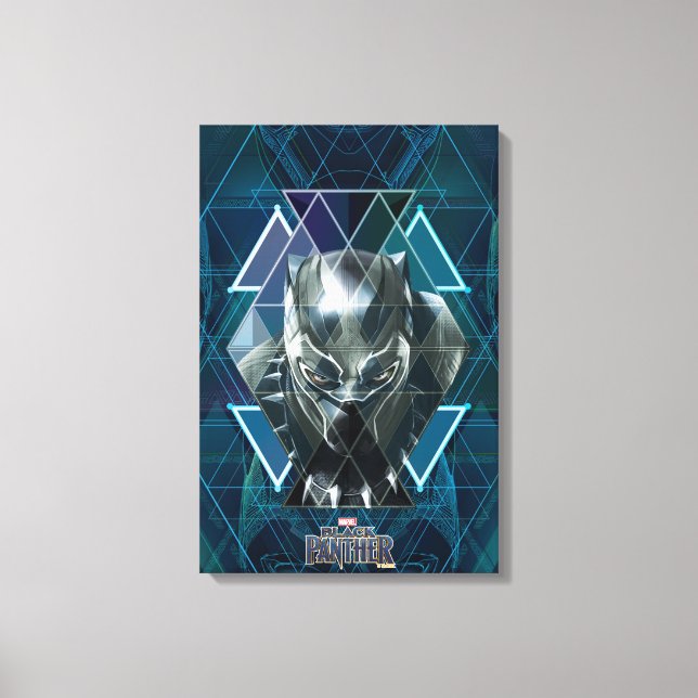 Black Panther | Geometric Character Pattern Canvas Print (Front)