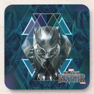 Black Panther   Geometric Character Pattern Coaster