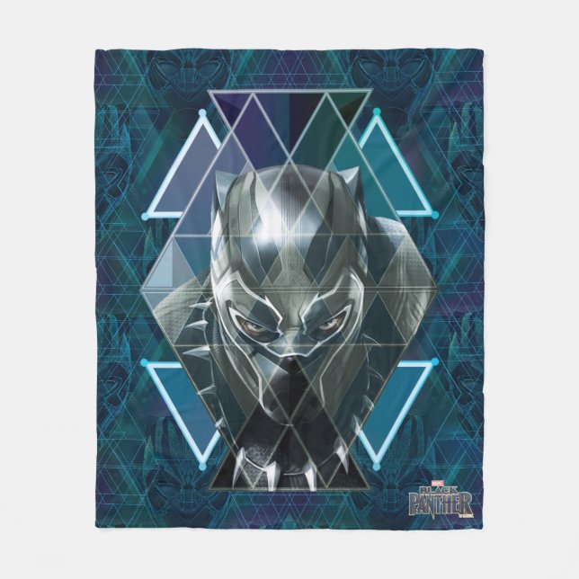 Black Panther | Geometric Character Pattern Fleece Blanket (Front)