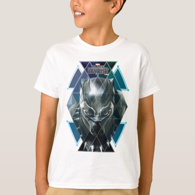 Black Panther | Geometric Character Pattern T-Shirt (Front)