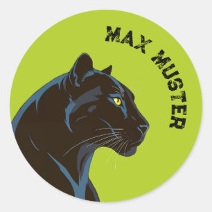 Black Panther - green ・ round Classic Round Sticker