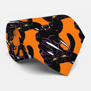 Black Panther Head Claws Sports Football Necktie