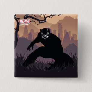 Black Panther Heroic Silhouette 2 Inch Square Button