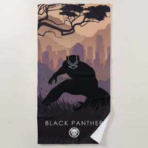 Black Panther Heroic Silhouette Beach Towel