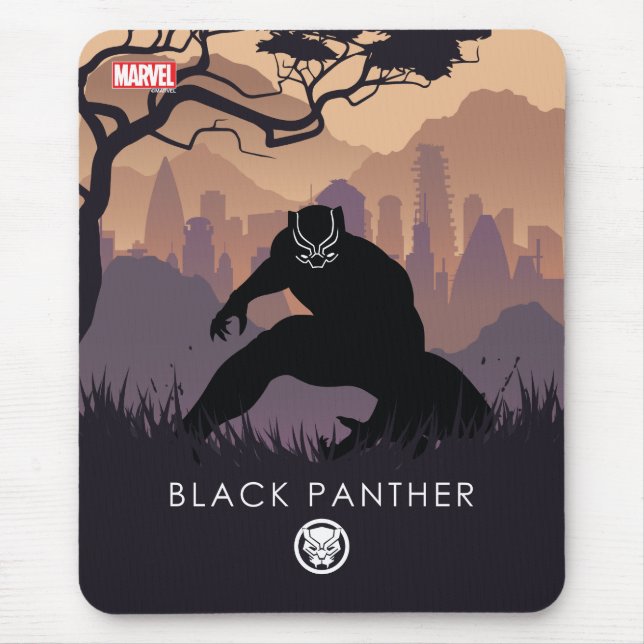 Black Panther Heroic Silhouette Mouse Pad (Front)