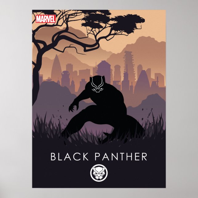 Black Panther Heroic Silhouette Poster (Front)