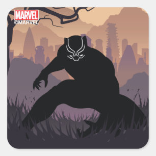 Black Panther Heroic Silhouette Square Sticker