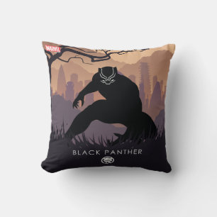 Black Panther Heroic Silhouette Throw Pillow