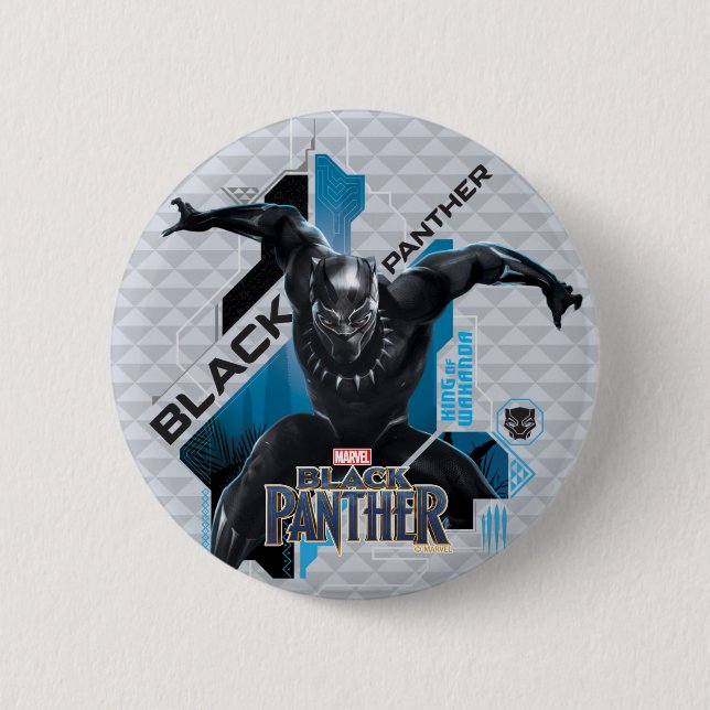 Black Panther | High-Tech Character Graphic 2 Inch Round Button (Front)