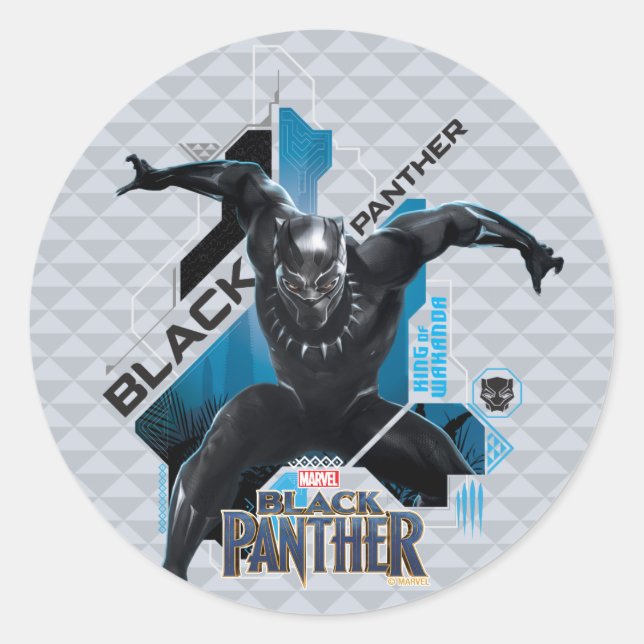 Black Panther | High-Tech Character Graphic Classic Round Sticker (Front)