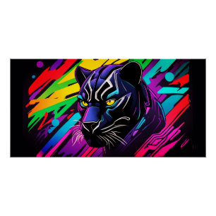 Black panther in graffiti style poster
