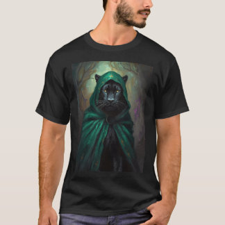 Black Panther in Green Cloak and Woods T-Shirt