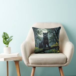 Black Panther In Moonlight Throw Pillow