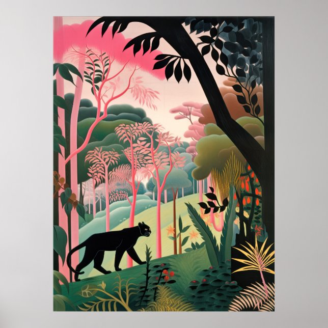 Black panther in nature poster (Front)